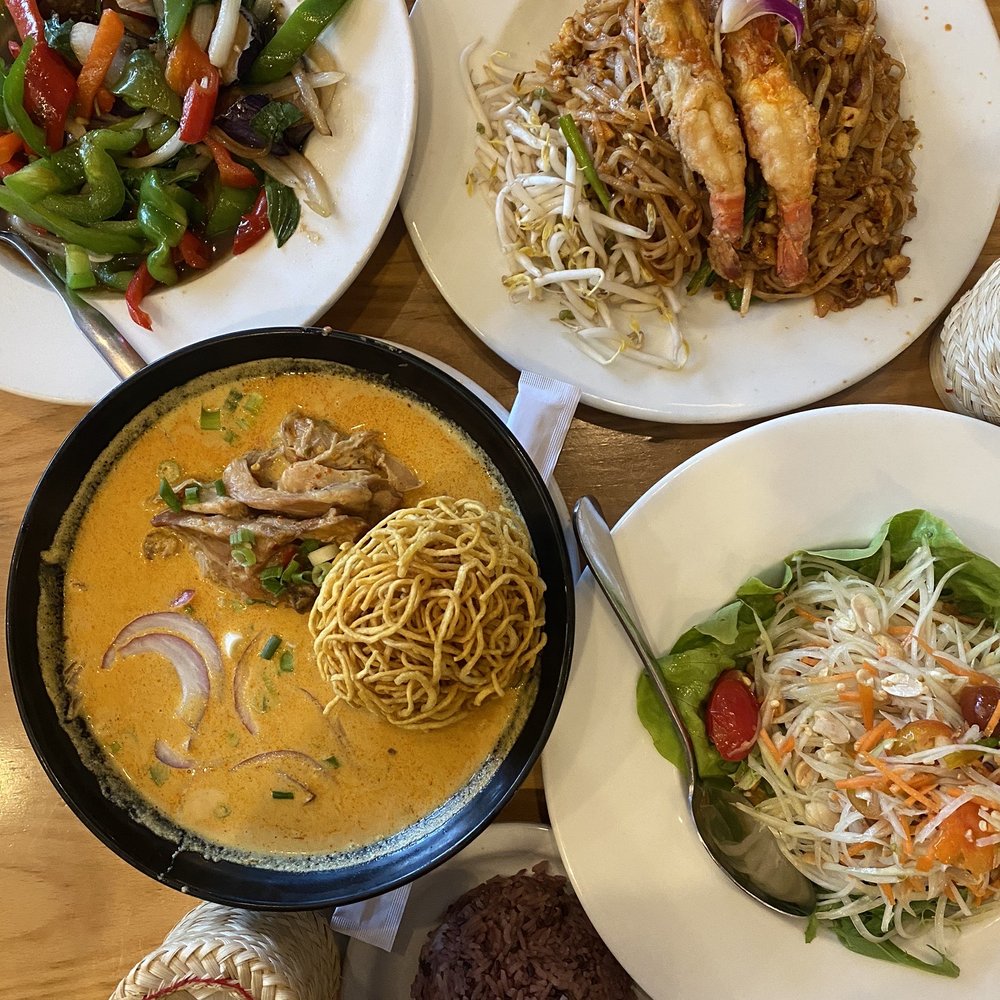 Aloy Modern Thai - Eqqplant Wok, River Prawn Pad Thai, Kao Soi, and Green Papaya Salad - Thai Near Me - Denver, Colorado