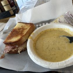 Captain Jack's at Louie's Lagoon - Club sandwich and cheesy broccoli soup