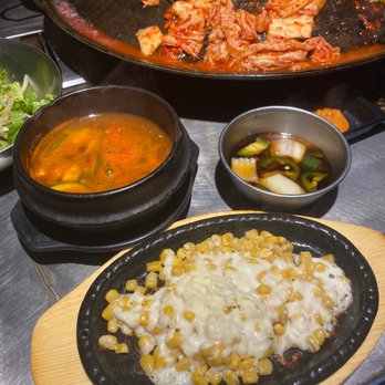 Honey Pig - Cheese corn, spicy tofu stew - Korean Near Me - Duluth, Georgia