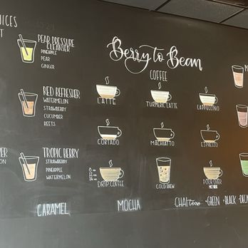 Berry To Bean Coffee House - Menu wall - Coffee & Tea Near Me - San Antonio, Texas Berry To Bean Coffee House - Menu wall - Coffee & Tea Near Me - San Antonio, Texas