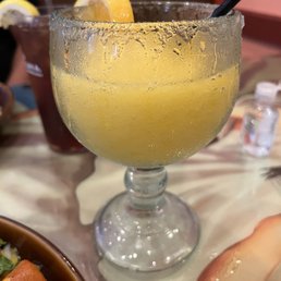 Winding down my work day with a mango margarita. Winding down my work day with a mango margarita.