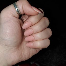 Light pink/nude almond nails Light pink/nude almond nails