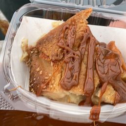 Caramel pie from the outdoor area (where caramel apples are)