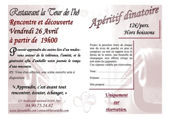 Menu photo 2 La Tour de l'Ho Apt, 84