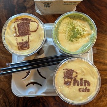 Phin Cafe - Two egg creme coffee and one matcha egg creme + bagged Banh mi. - Coffee & Tea Near Me - San Jose, California