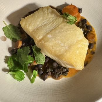 Camper - roasted pacific halibut with black boote garbanzos - New American Near Me - Menlo Park, California