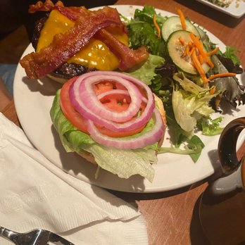 Fat Choy - Bacon cheeseburger with side salad - New American Near Me - Las Vegas, Nevada Fat Choy - Bacon cheeseburger with side salad - New American Near Me - Las Vegas, Nevada