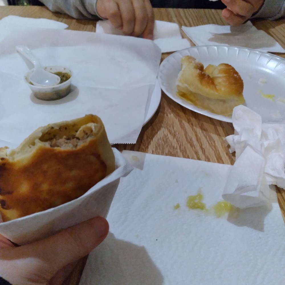Beef empanada and cream pastry (sorry don't know the Uruguayan name) Beef empanada and cream pastry (sorry don't know the Uruguayan name)