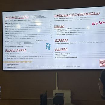 Kayo's Ramen - Menu board - Ramen Near Me - Beaverton, Oregon