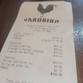 Yardbird - Bill - Southern Near Me - Dallas, Texas