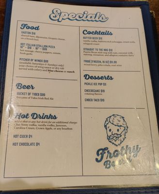 Menu photo 1 Frothy Beard Brewing Company Charleston, SC