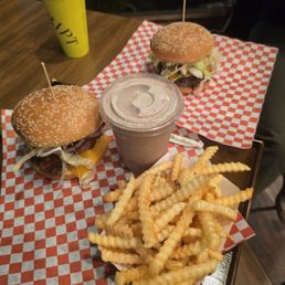 Piggy Jack, Cheesy Jack, Chocolate Shake, and Fries. Piggy Jack, Cheesy Jack, Chocolate Shake, and Fries.