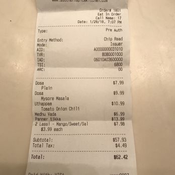 Southern Spice - Bill including Tip - for what??? HORRIBLE SERVICE .. BAD PLACE. - Indian Near Me - Irvine, California Southern Spice - Bill including Tip - for what??? HORRIBLE SERVICE .. BAD PLACE. - Indian Near Me - Irvine, California