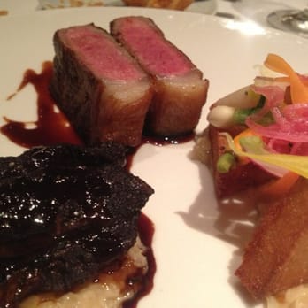 Tocqueville - Dry aged prime sirloin of beef and braised beef cheek duo - New American Near Me - New York, New York Tocqueville - Dry aged prime sirloin of beef and braised beef cheek duo - New American Near Me - New York, New York
