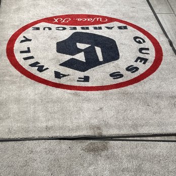 Guess Family Barbecue - Signature logo Floor rug at entrance foyer - Barbeque Near Me - Waco, Texas Guess Family Barbecue - Signature logo Floor rug at entrance foyer - Barbeque Near Me - Waco, Texas