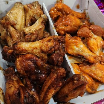 Buffalo Wild Wings - Bone-in: Caribbean jerk, Parmesan garlic, and Hot buffalo. - American Near Me - Temecula, California Buffalo Wild Wings - Bone-in: Caribbean jerk, Parmesan garlic, and Hot buffalo. - American Near Me - Temecula, California