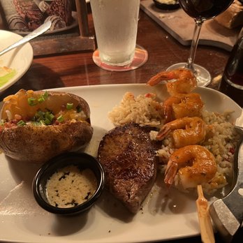 LongHorn Steakhouse - 6oz filet with shrimp and baked potato - Steakhouses Near Me - Sevierville, Tennessee