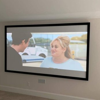 McGee's Home Solutions - Projector screen install with in ceiling speakers and center speaker - Security Systems Near Me McGee's Home Solutions - Projector screen install with in ceiling speakers and center speaker - Security Systems Near Me