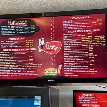 Willy's Wieners - the menu on the wall - Hot Dogs Near Me - Kissimmee, Florida