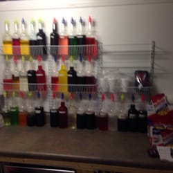Goodness Glaciers - This is a picture of the 35 flavors, 5 of which, are sugar free and the five toppings.