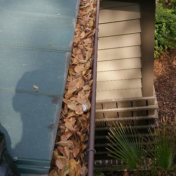 A LOOK Beyond Window and Gutter Cleaning - A full gutter of leaves and debris before I cleaned them out and rinsed - Window Washing Near Me A LOOK Beyond Window and Gutter Cleaning - A full gutter of leaves and debris before I cleaned them out and rinsed - Window Washing Near Me