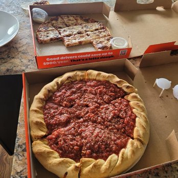Jimano's Pizzeria - 12" Stuffed pepperoni and 12" thin cheese pizza - Pizza Near Me - Englewood, Colorado