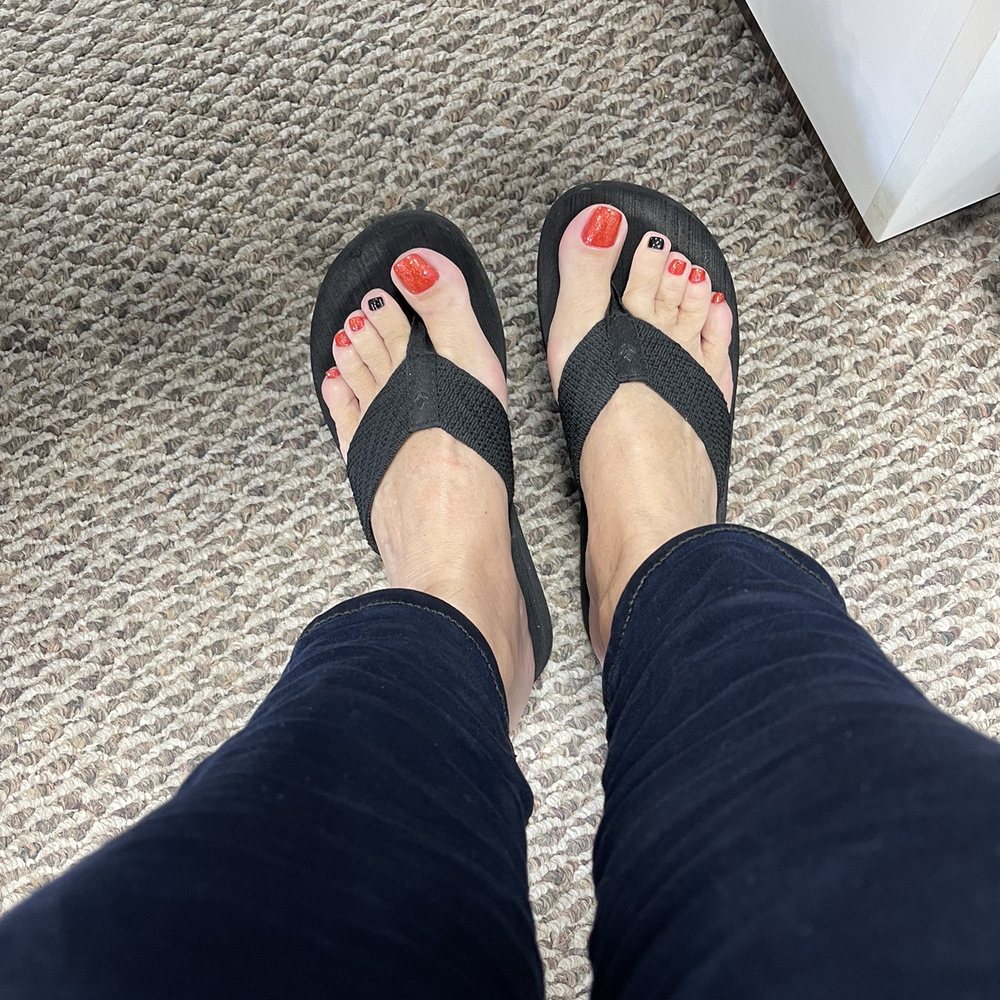 Envy Nails - Pedicure with black accent nail - Nail Salons Near Me - Moncks Corner, South Carolina