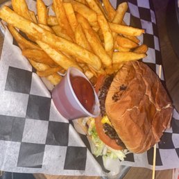 Burger and freezer burnt fries Burger and freezer burnt fries