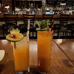 Left, Stone Fruit & Spice Mocktail. Right, Pumpkin Spice Mai Tai. Left, Stone Fruit & Spice Mocktail. Right, Pumpkin Spice Mai Tai.
