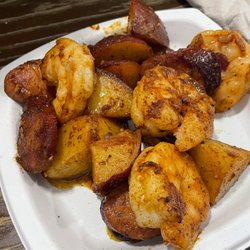 The Paella and Tapas Place - Garlic Shrimp, Chorizo, & Potato's Tapa