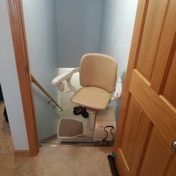 Arrow Lift - This stair lift was installed to end just short of the doorway allowing the homeowner to leave the door in place. - Elevator Services Near Me - Appleton, Wisconsin