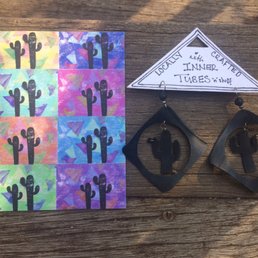 Cute printed postcard and my favorite "inner tube" earrings by My House...