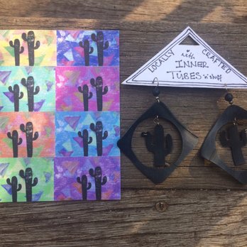 Moab Made - Cute printed postcard and my favorite "inner tube" earrings by My House... - Art Galleries Near Me - Moab, Utah