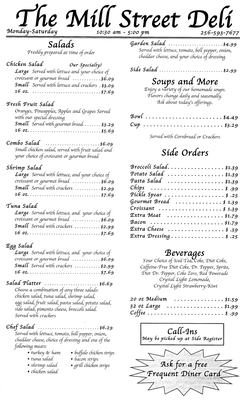Menu photo 1 Mill Street Deli Boaz, AL Menu photo 1 Mill Street Deli Boaz, AL