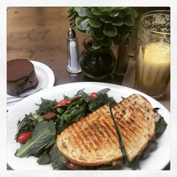 Freesoulcaffe - Caprese panini, chocolate truffle and orange, pineapple, ginger drink. - Vegan Near Me - Tustin, California