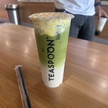 Teaspoon - Iced Matcha with Crème brûlée cold foam - Bubble Tea Near Me - Escondido, California