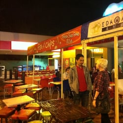 A Salt & Battery - Outside on a rainy evening.