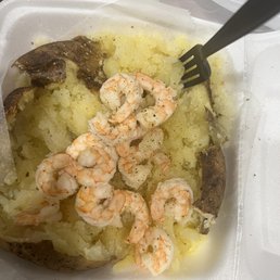 Personalized stuffed baked potato with shrimp Personalized stuffed baked potato with shrimp