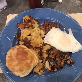 City Cafe Diner - corned beef hash with one egg (over medium), home fries, and a biscuit. yeahhhhh!! - Desserts Near Me - Chattanooga, Tennessee