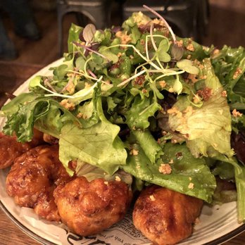 Barn Joo 35 - Hot & spicy wings with salad - yum - Korean Near Me - New York, New York