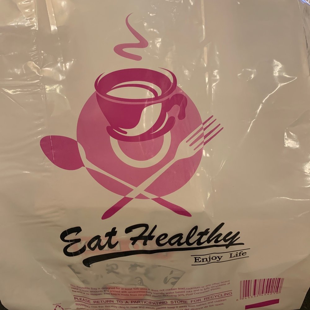 Tasty Kitchen - Take out bag with a motivational message "Eat healthy, enjoy life" - Cantonese Near Me - Davis, California