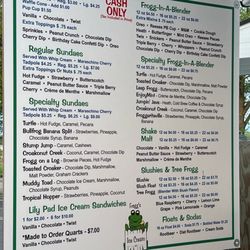 Froggs Ice Cream - Menu board