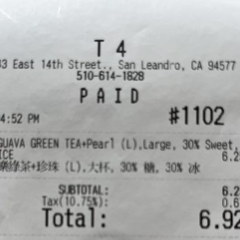 T4 - Guava Green Tea $6.25 for a large - Tea Rooms Near Me - San Leandro, California