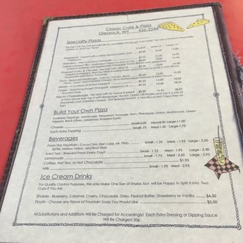Bobbi's Classic Diner & Motel - a menu on a table - Pizza Near Me - Glenrock, Wyoming
