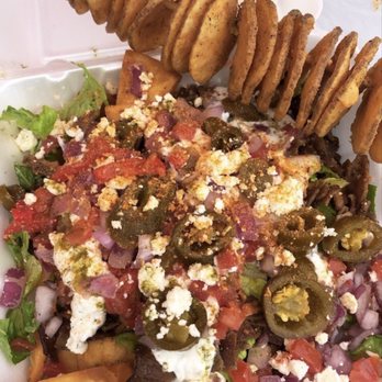 Greek Unique - Greek nachos with pita chips and spiral potato - Greek Near Me - Ashburn, Virginia
