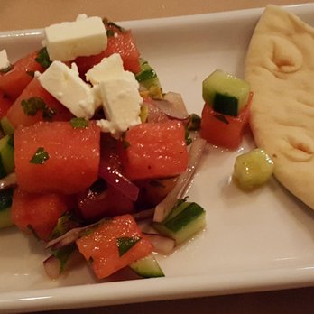 Bistro 118 - Feggous and watermelon salad with Pistachio, and a pita wedge - Diners Near Me - Tampa, Florida