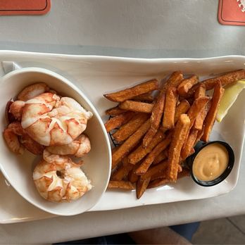 Kimberly’s at the Marina - Lazy Lobster with fries. No veggies or potatoes at lunch but you pay dinner prices. - Seafood Near Me - Hampden, Maine Kimberly’s at the Marina - Lazy Lobster with fries. No veggies or potatoes at lunch but you pay dinner prices. - Seafood Near Me - Hampden, Maine