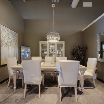 HOM Furniture - a dining room with a chandelier - Mattresses Near Me - Bloomington, Minnesota HOM Furniture - a dining room with a chandelier - Mattresses Near Me - Bloomington, Minnesota