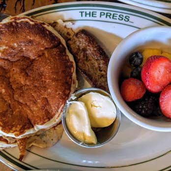The Press - Pancakes + Sausage + Fruit ($8) - Southern Near Me - Oklahoma City, Oklahoma The Press - Pancakes + Sausage + Fruit ($8) - Southern Near Me - Oklahoma City, Oklahoma