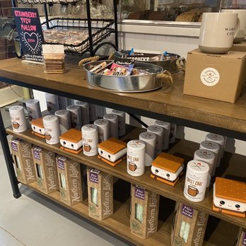 Hudson Valley Marshmallow Company - shelves of coffee and other products - Desserts Near Me - Beacon, New York